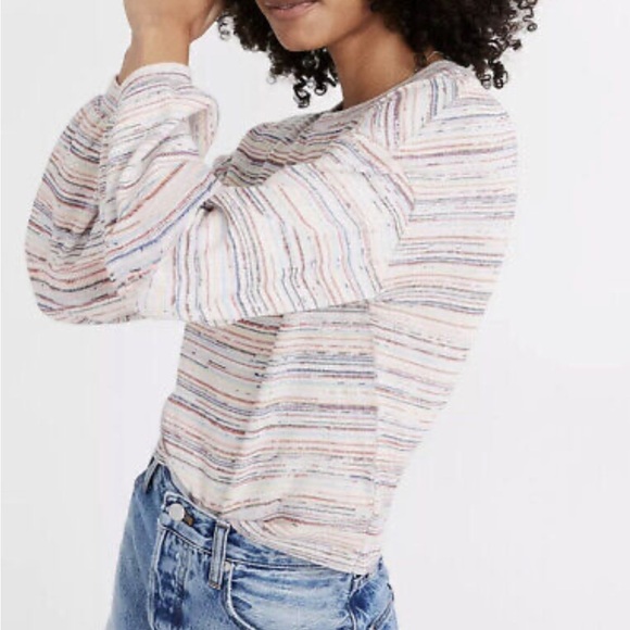MADEWELL Multi colored Bubble Textured Crop summer Top | women;s x-small - Picture 2 of 10